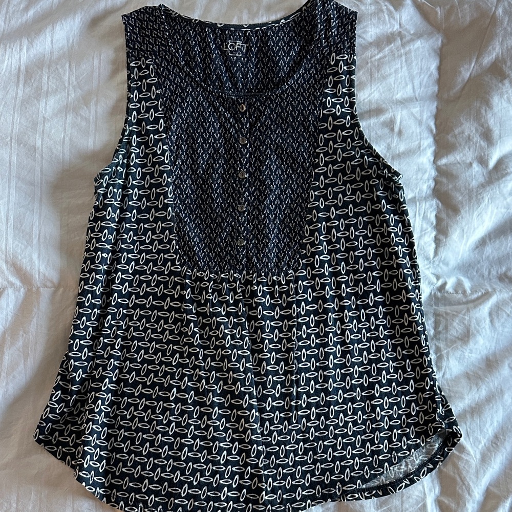 Ann Taylor LOFT Blue Button Tank Top